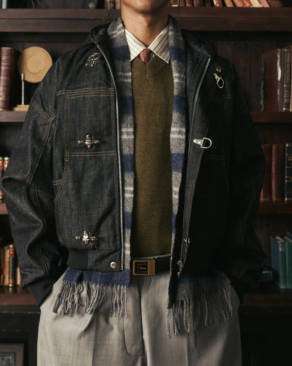 Okayama 15oz Raw Black Japanese Denim Clasp Jacket